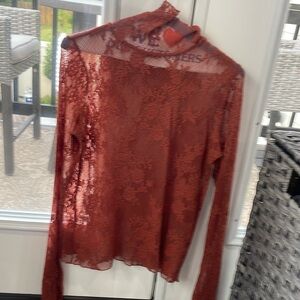 Free people, lace, mock neck, top size medium